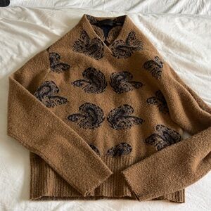Puppets and Puppets Brown Sweater with nav blue Pattern